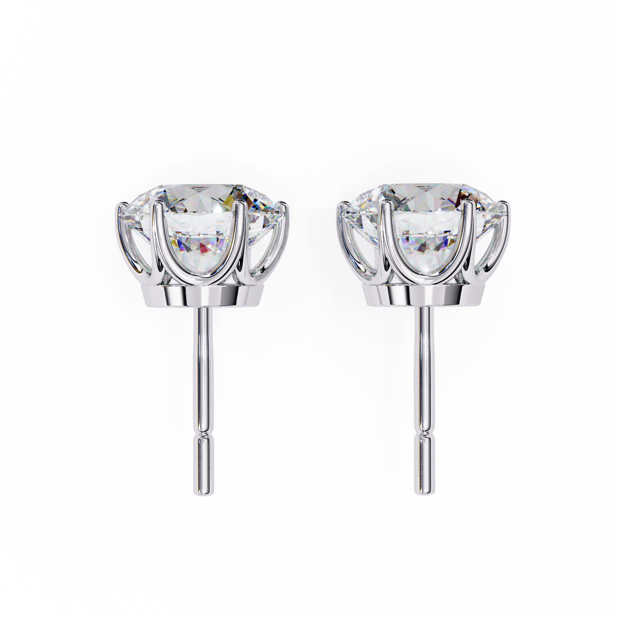 2 ct Round solitaire studs - Lotus setting