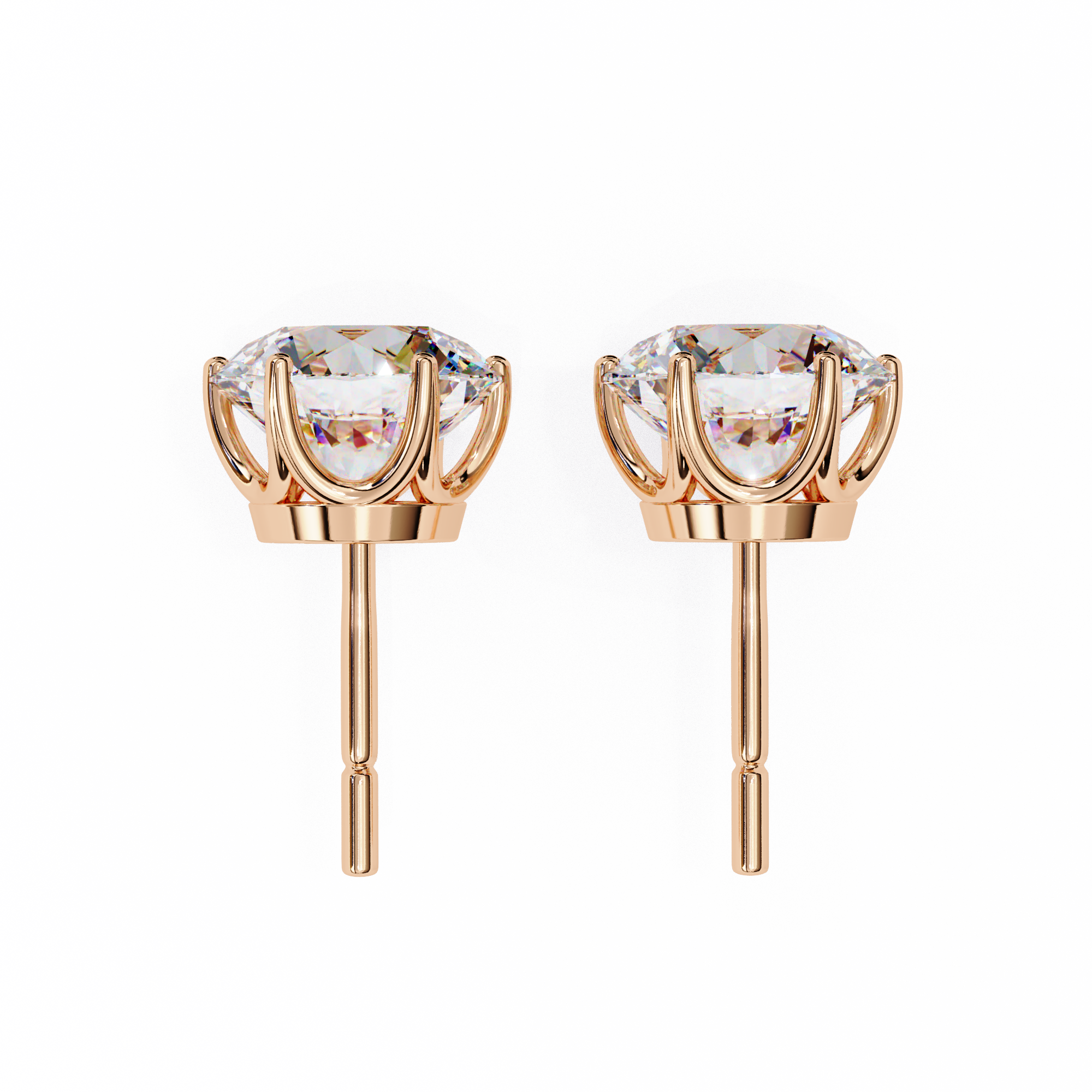 2 ct Round solitaire studs - Lotus setting