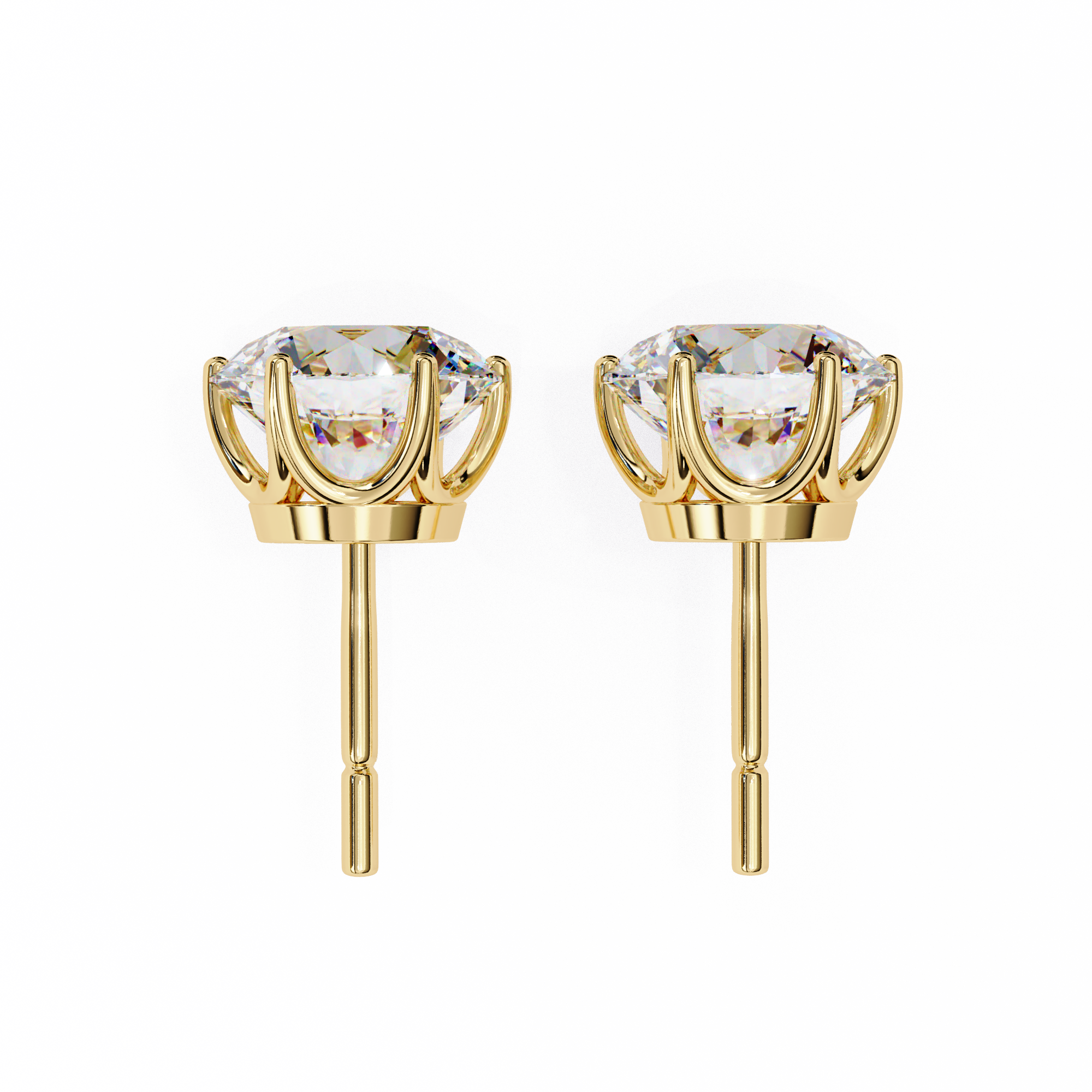 2 ct Round solitaire studs - Lotus setting