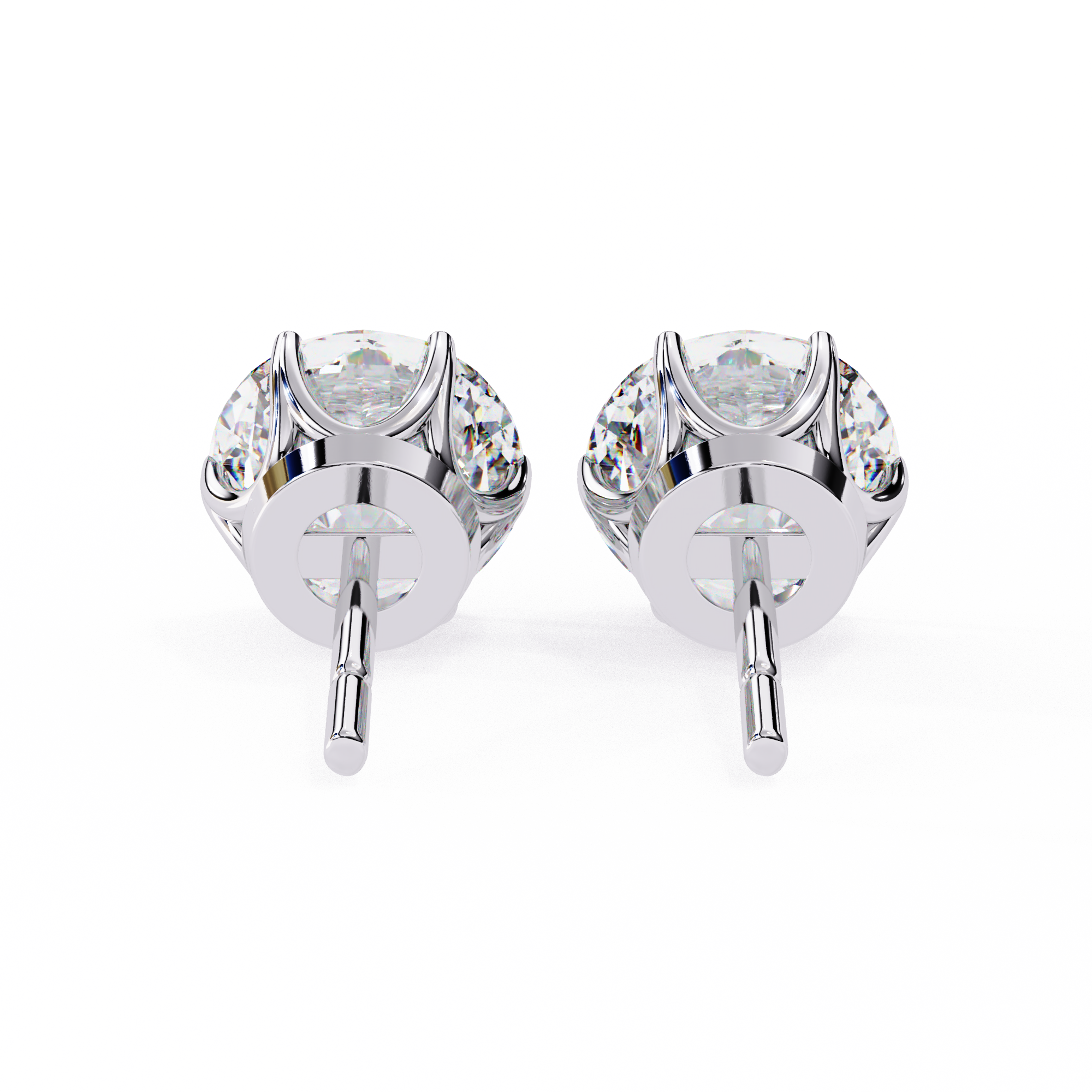 2 ct Round solitaire studs - Lotus setting
