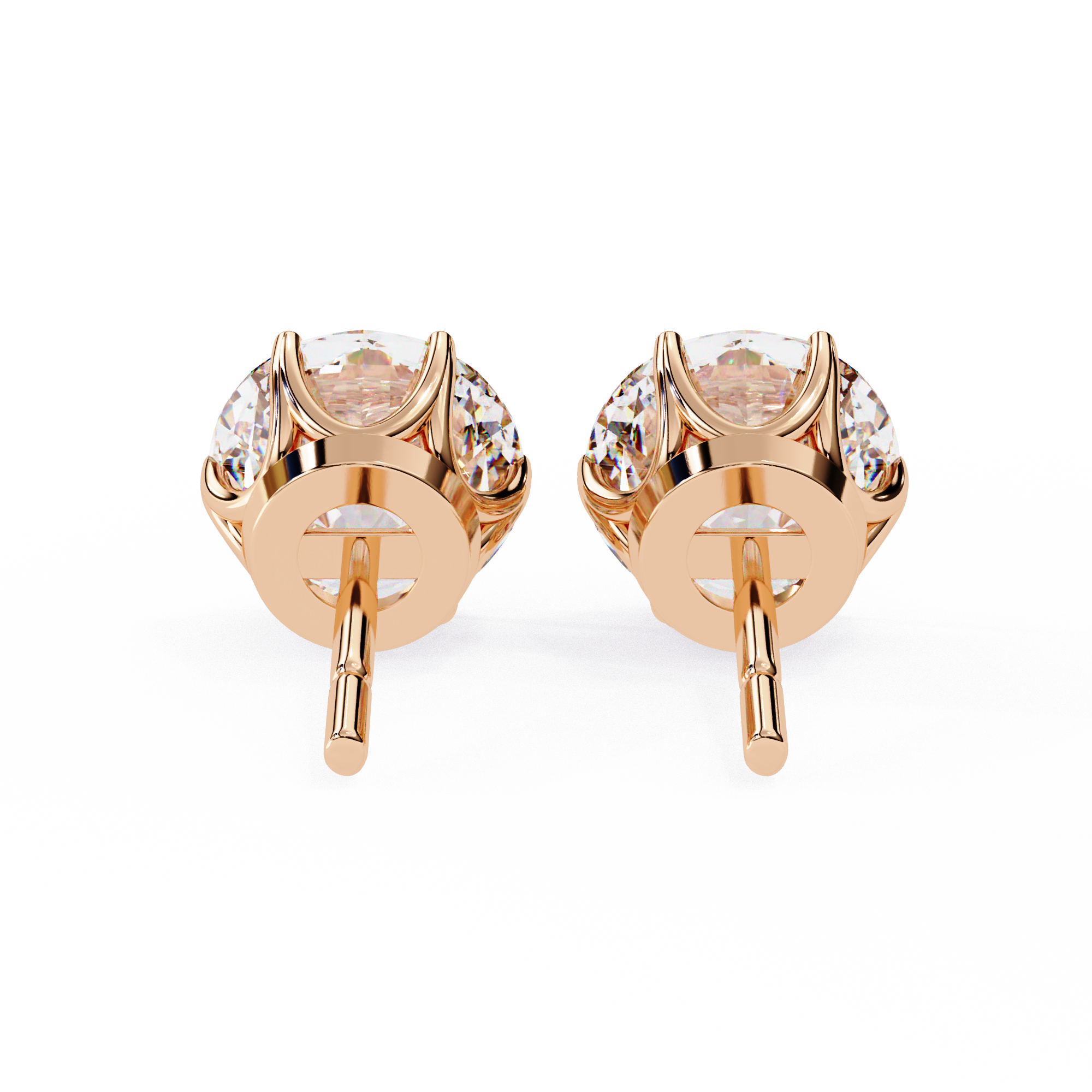 2 ct Round solitaire studs - Lotus setting