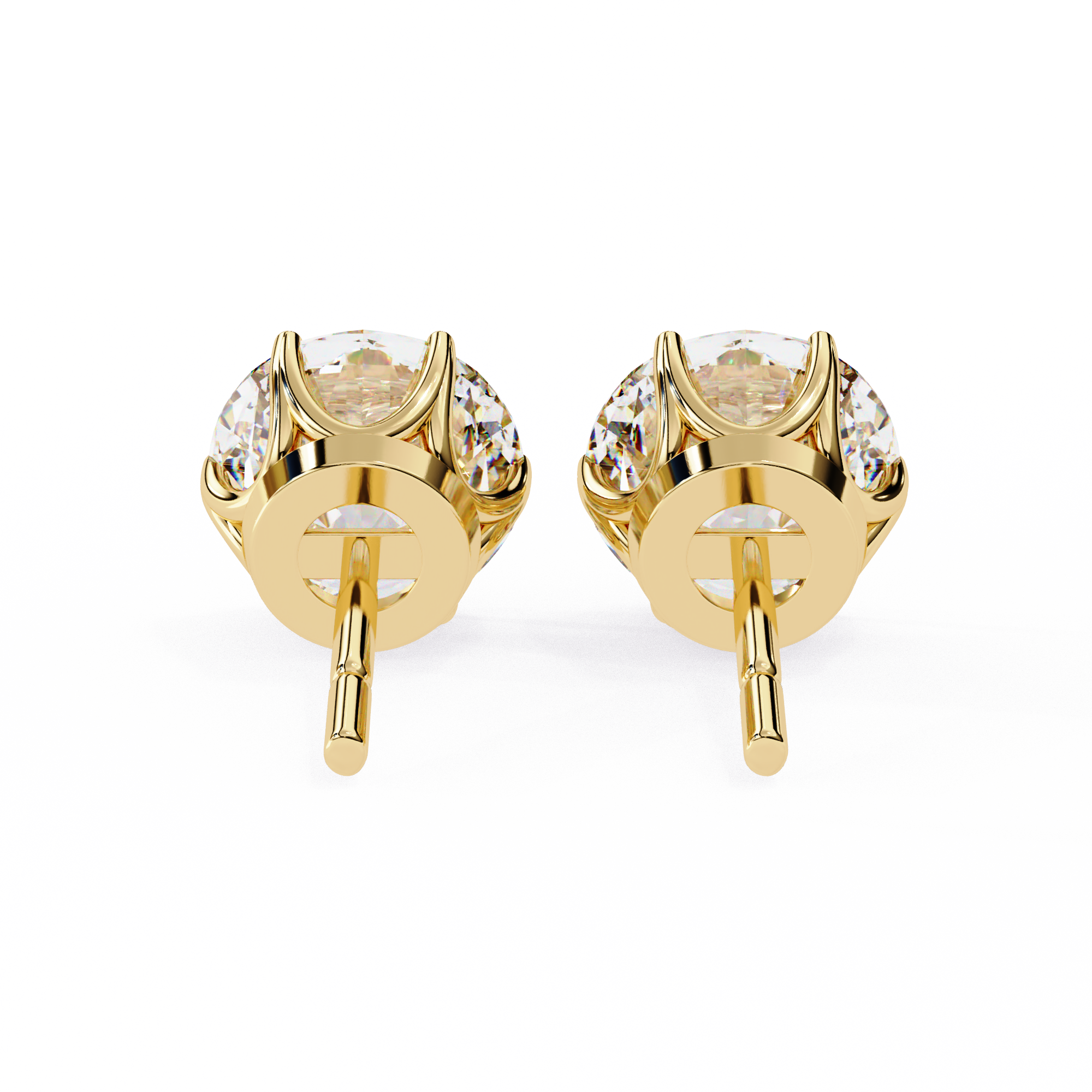 2 ct Round solitaire studs - Lotus setting