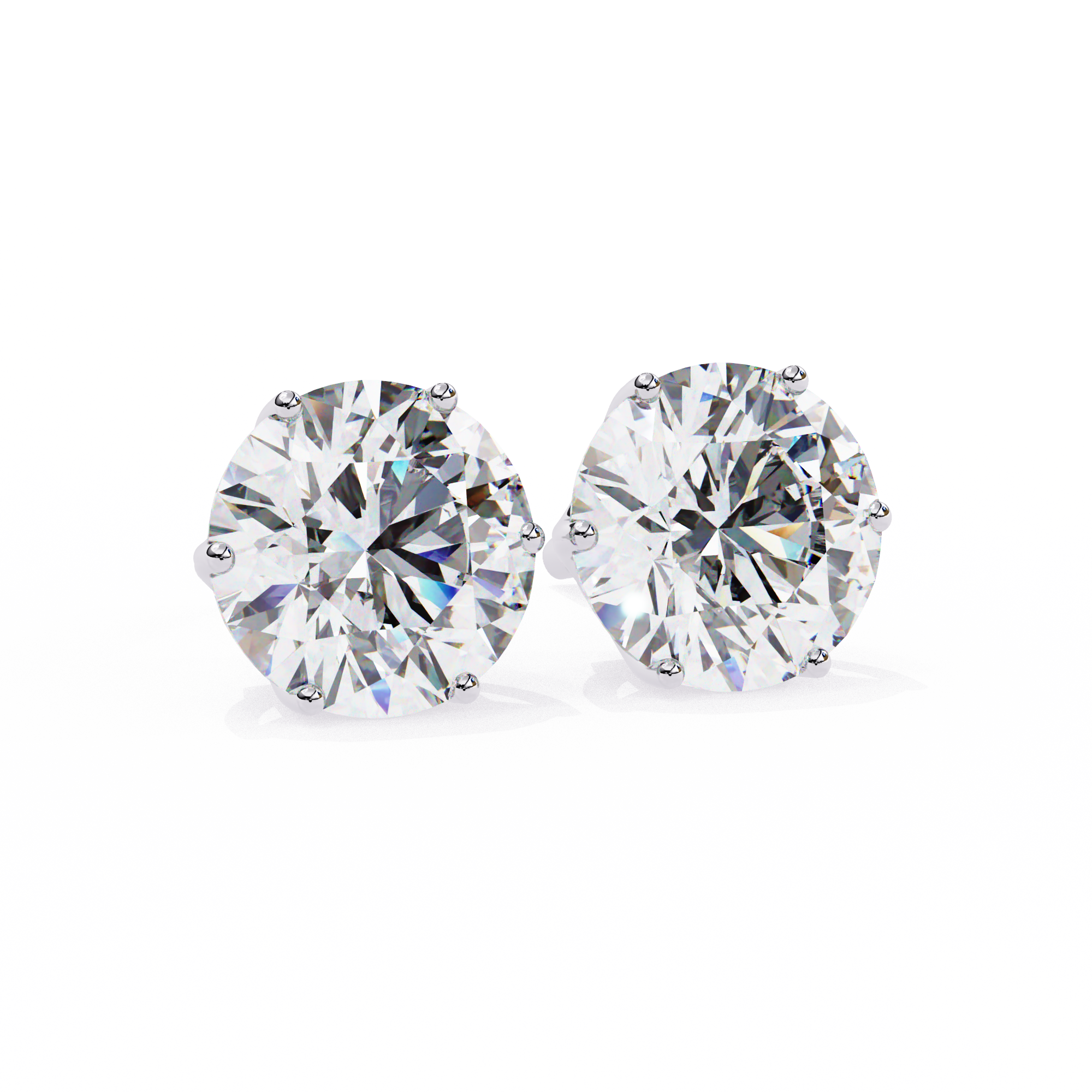 2 ct Round solitaire studs - Lotus setting