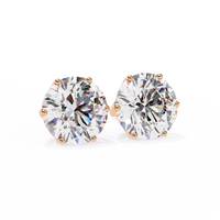 2 ct Round solitaire studs - Lotus setting