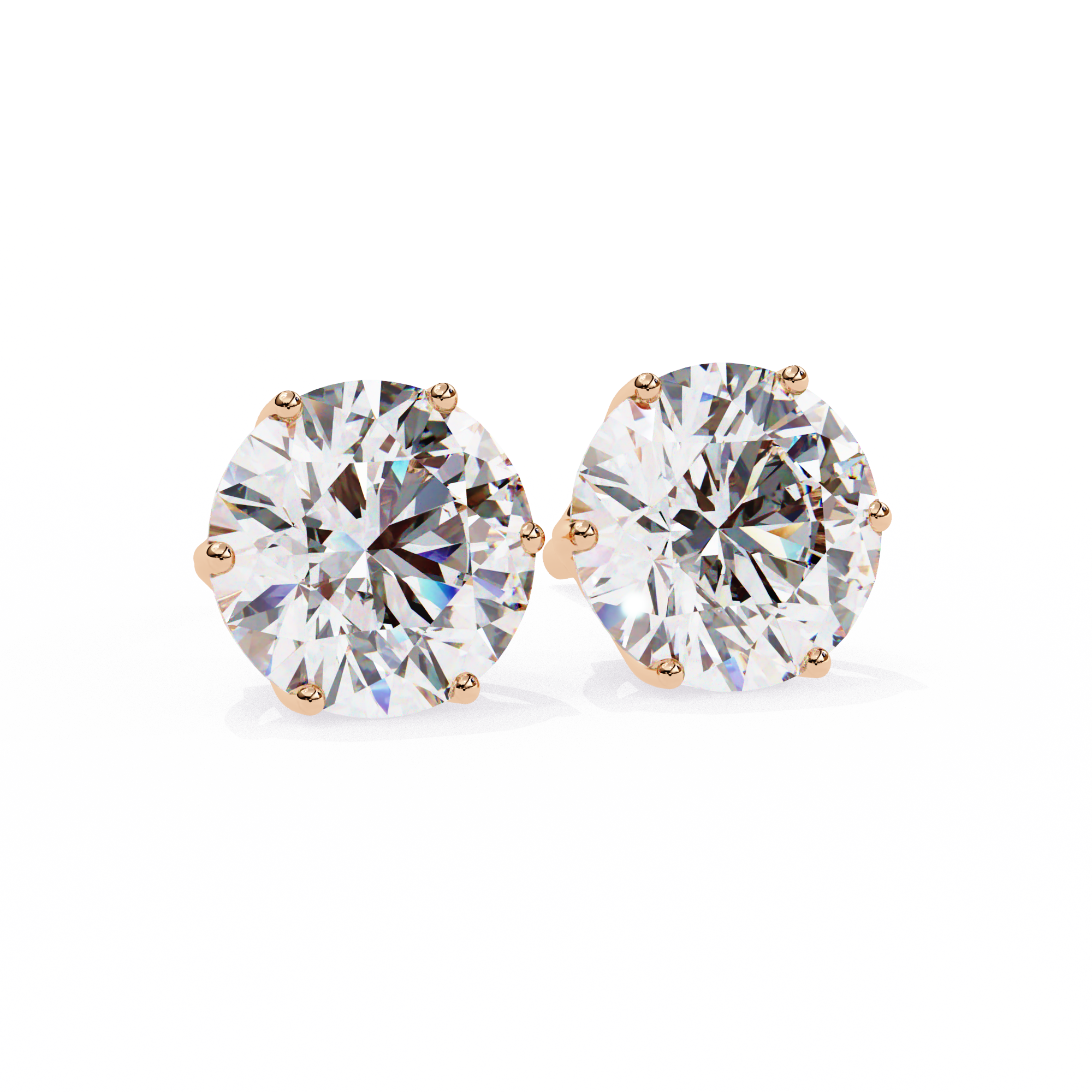 2 ct Round solitaire studs - Lotus setting