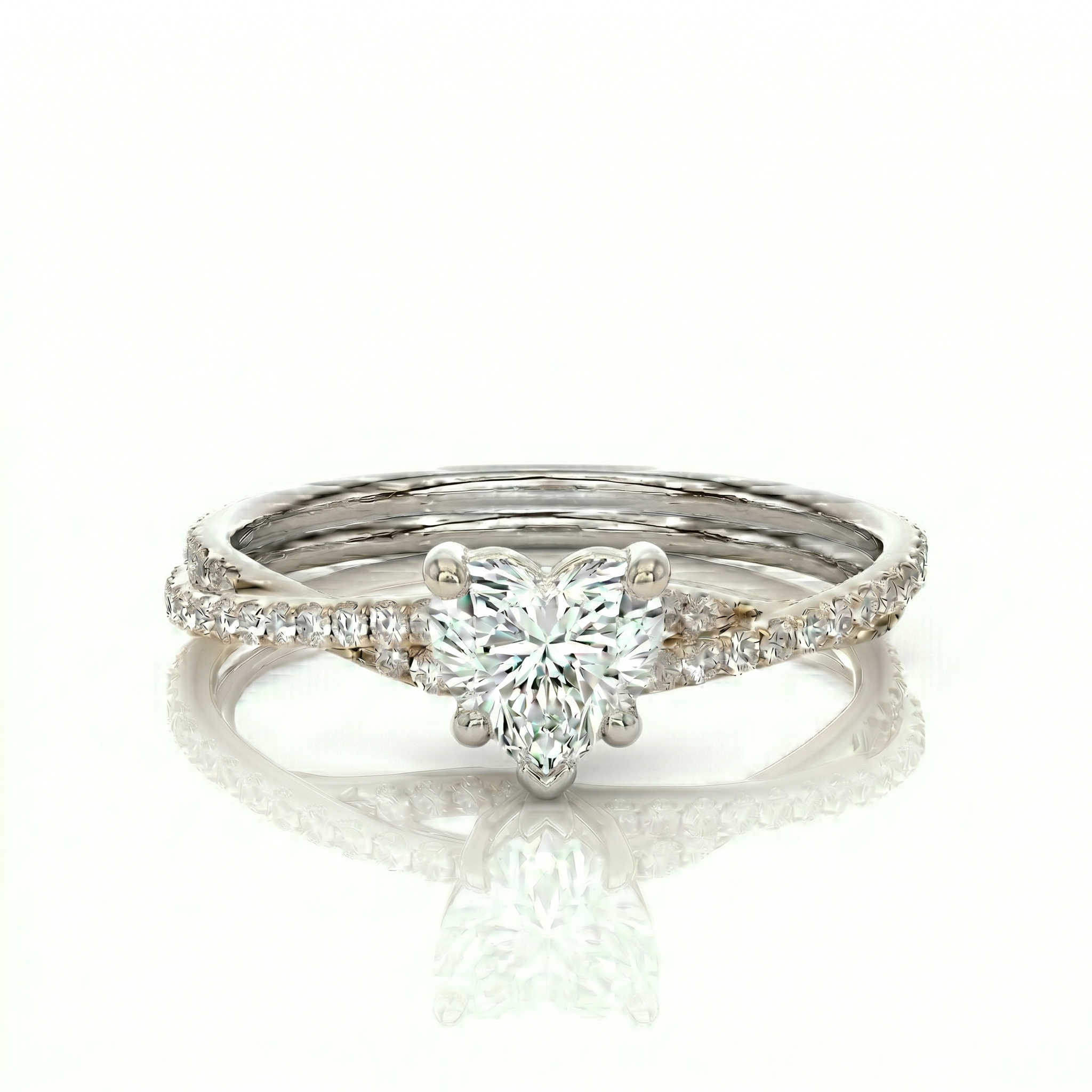 Twist Solitaire Ring - Heart 2ct