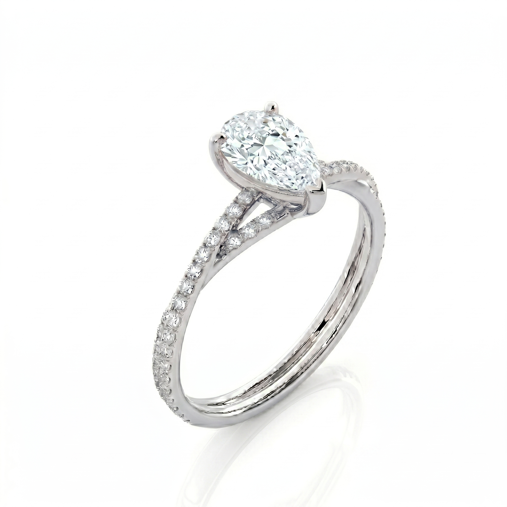 Twist Solitaire Ring - Pear 2ct
