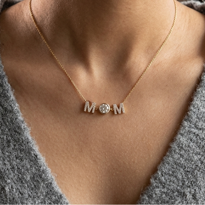 MOM Initial Necklace