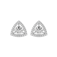 1.5 ct Round studs with triangle halo - Basket setting