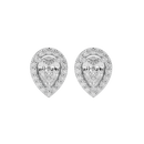 1 ct Pear halo studs - Basket setting