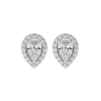 1 ct Pear halo studs - Basket setting