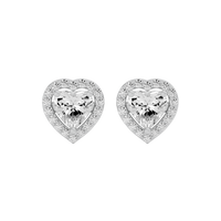 2 ct Heart halo studs - Basket setting