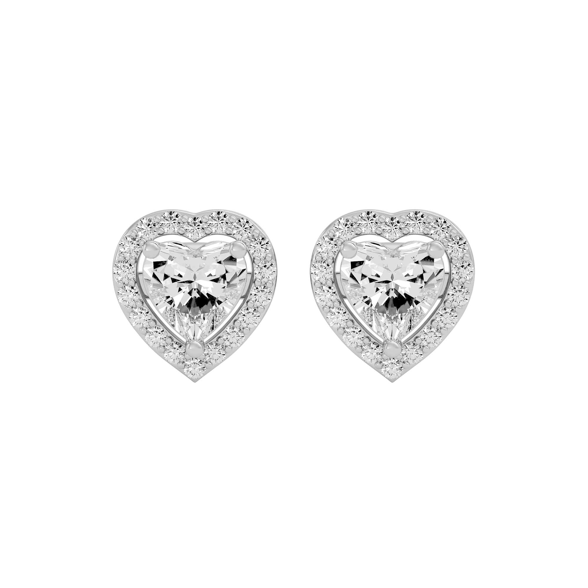 2 ct Heart halo studs - Basket setting