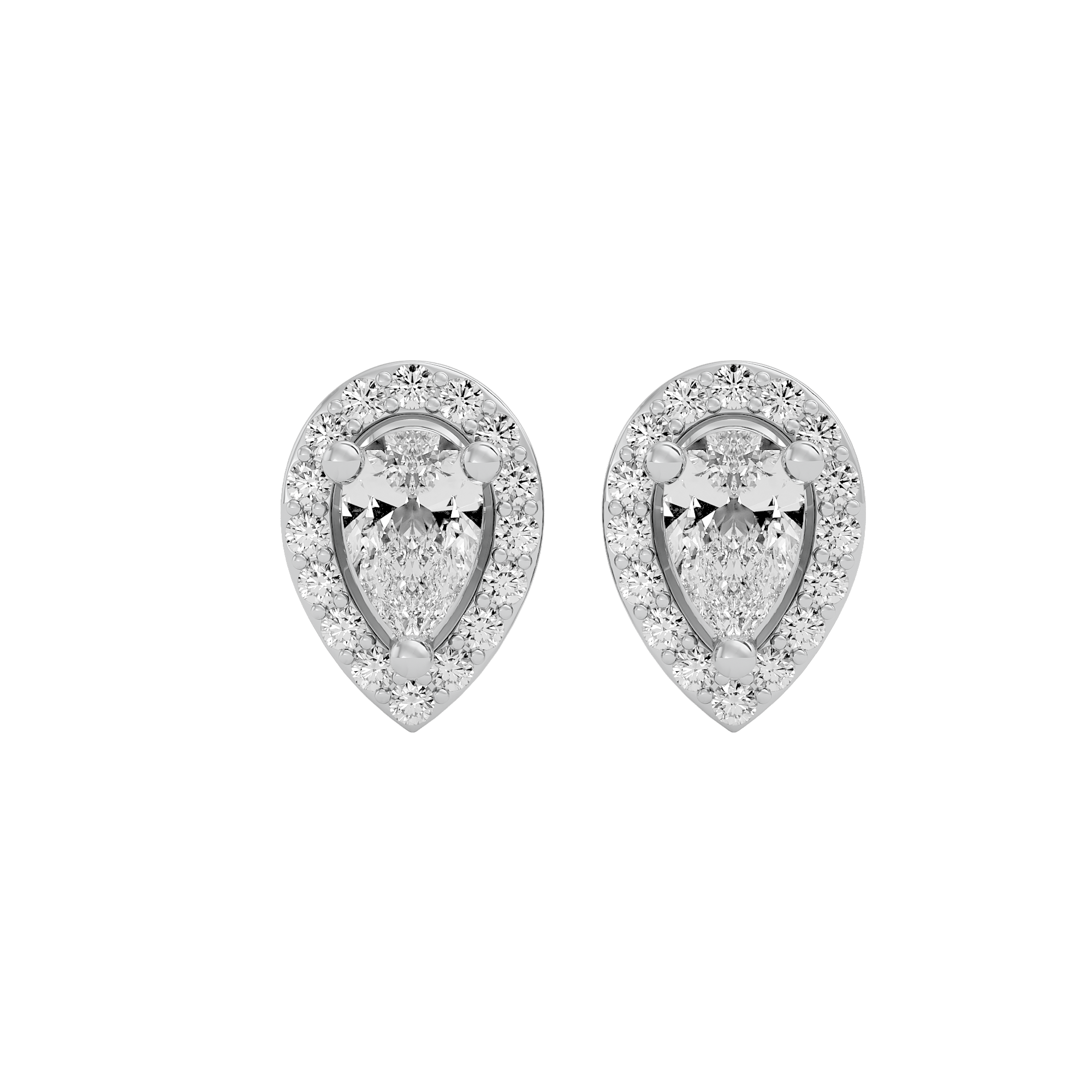 0.5 ct Pear halo studs - Basket Setting