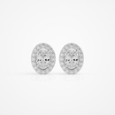 0.6 ct Oval studs with halo - Basket setting