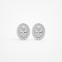 0.6 ct Oval studs with halo - Basket setting