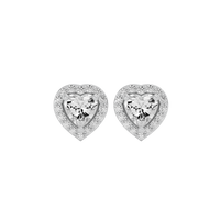 0.5 ct Heart halo studs - Basket Setting