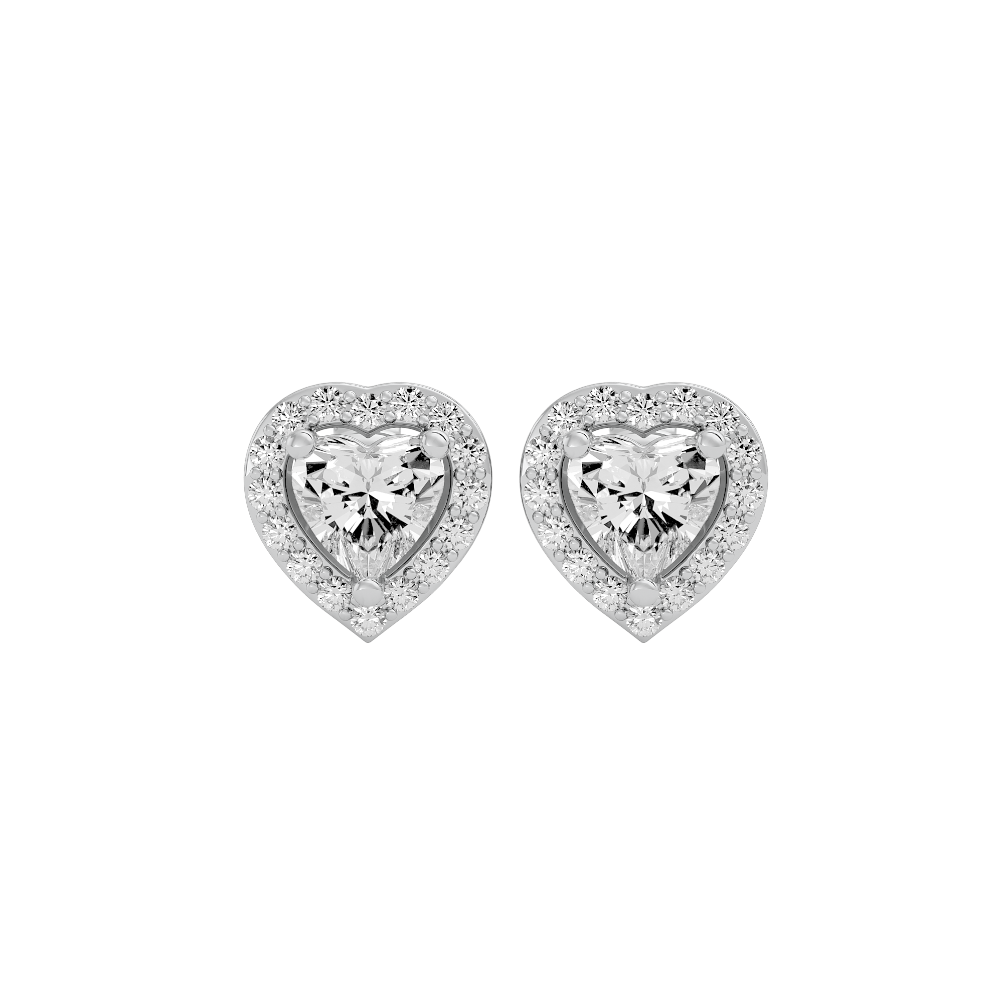 0.5 ct Heart halo studs - Basket Setting