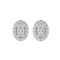 0.5 ct Oval halo studs - Basket setting