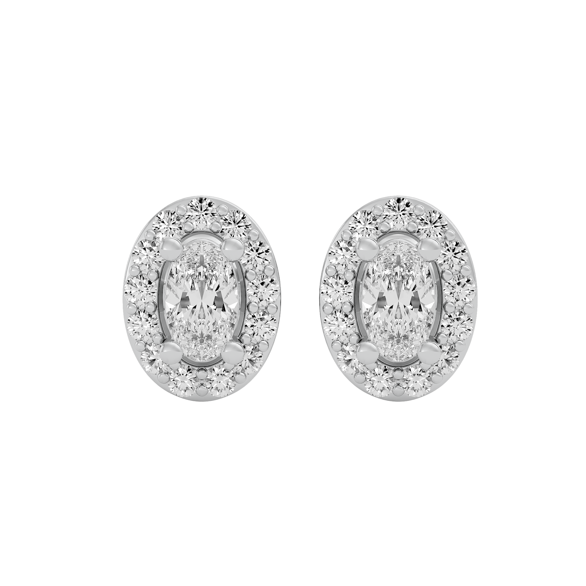 0.5 ct Oval halo studs - Basket setting