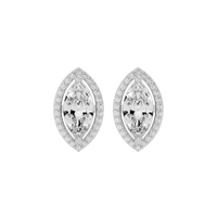 4 ct Marquise halo studs - Basket setting