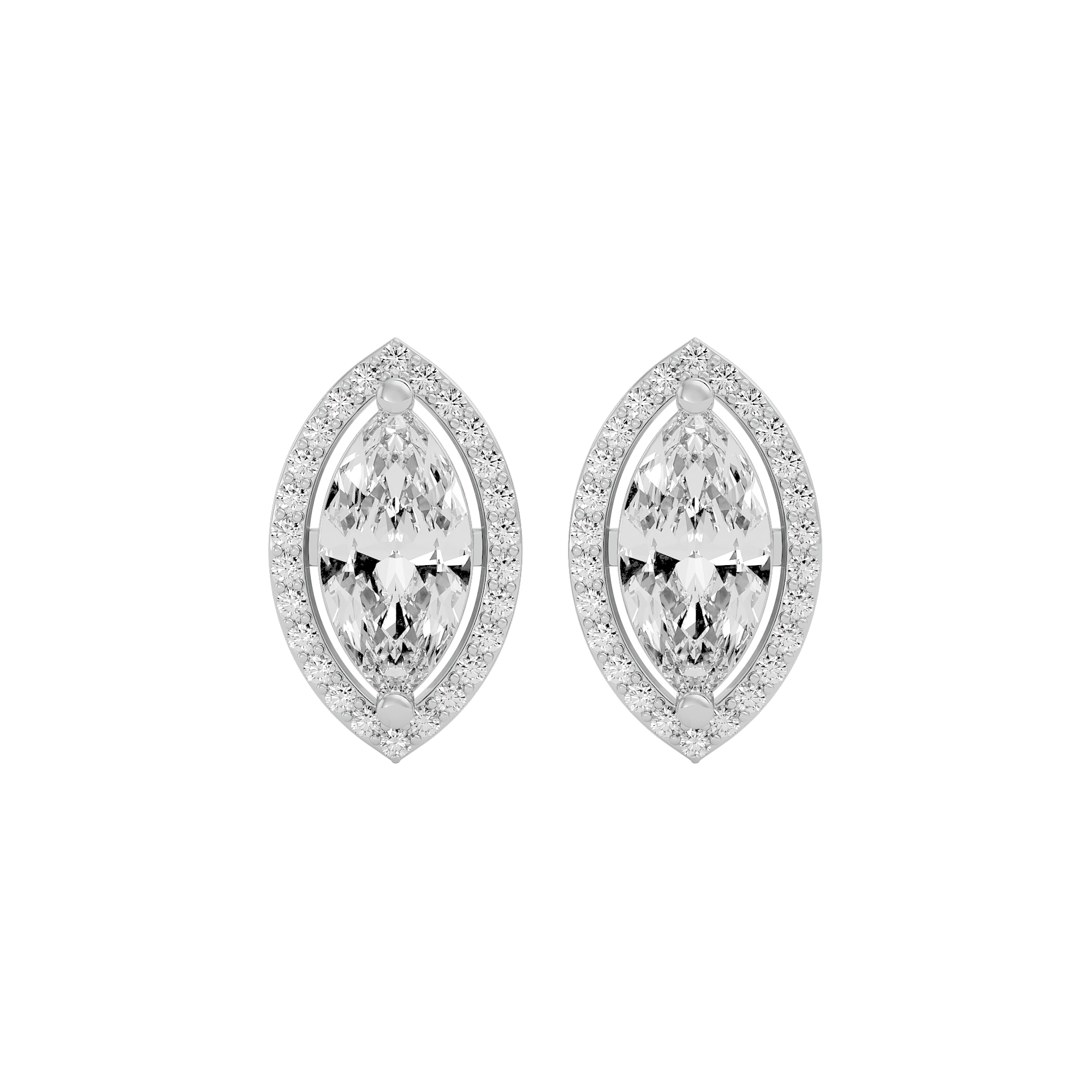 4 ct Marquise halo studs - Basket setting