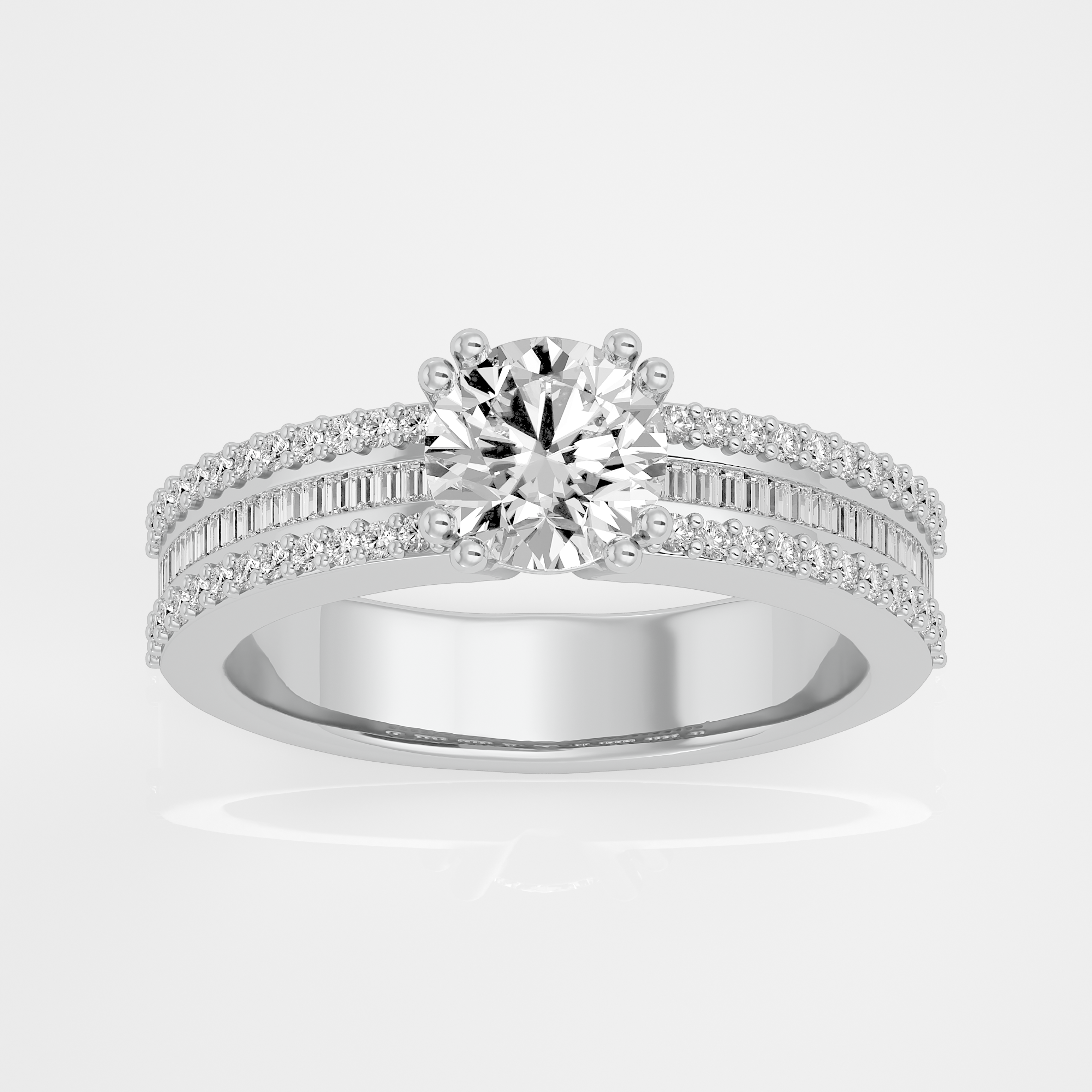 Round with baguettes - 1.5 ct round