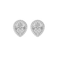 4 ct Pear halo studs - Basket setting