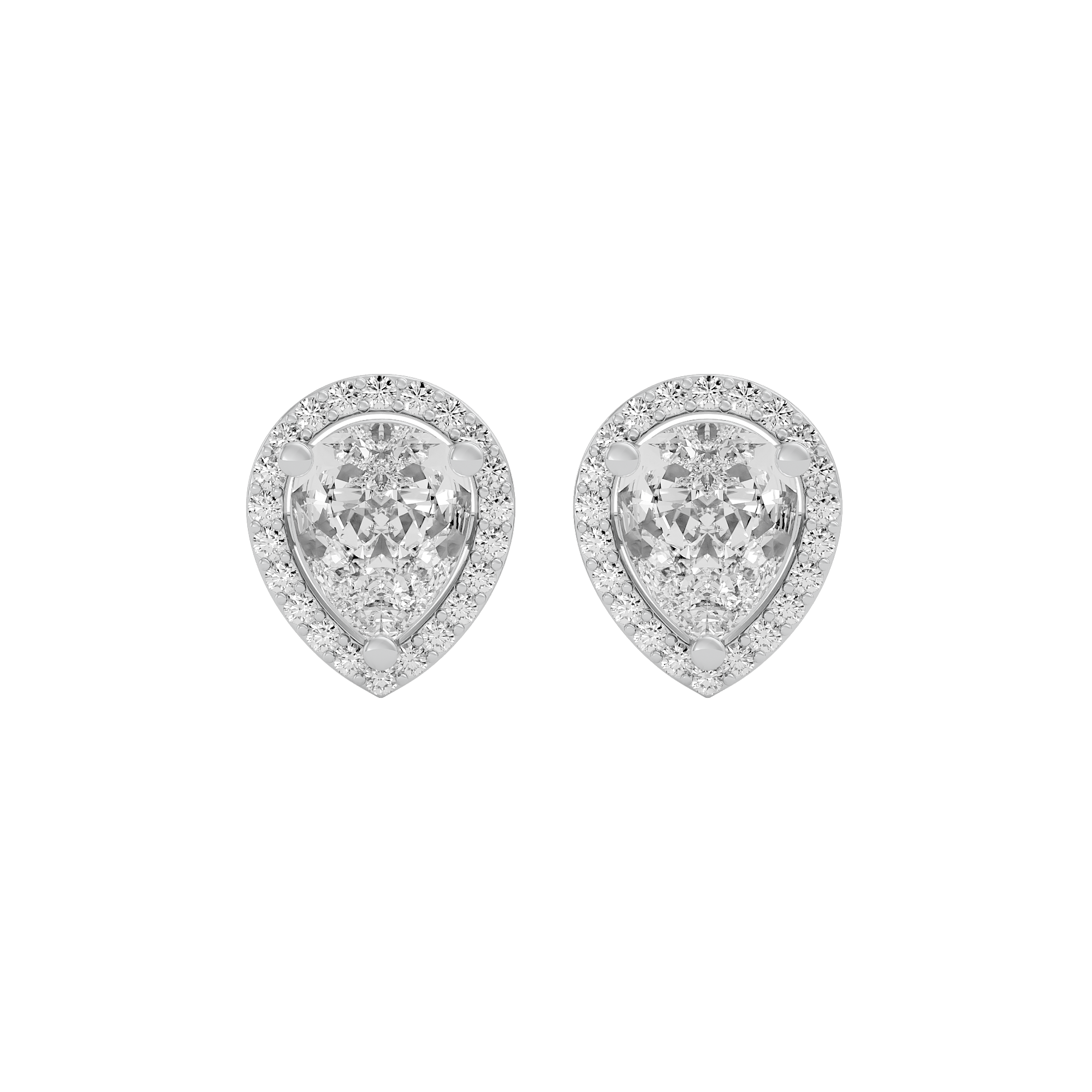 4 ct Pear halo studs - Basket setting
