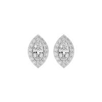 0.5 ct Marquise halo studs - Basket setting