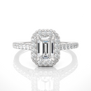 Emerald Halo Ring - 0.8 ct emerald diamond