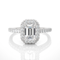 Emerald Halo Ring - 0.8 ct emerald diamond