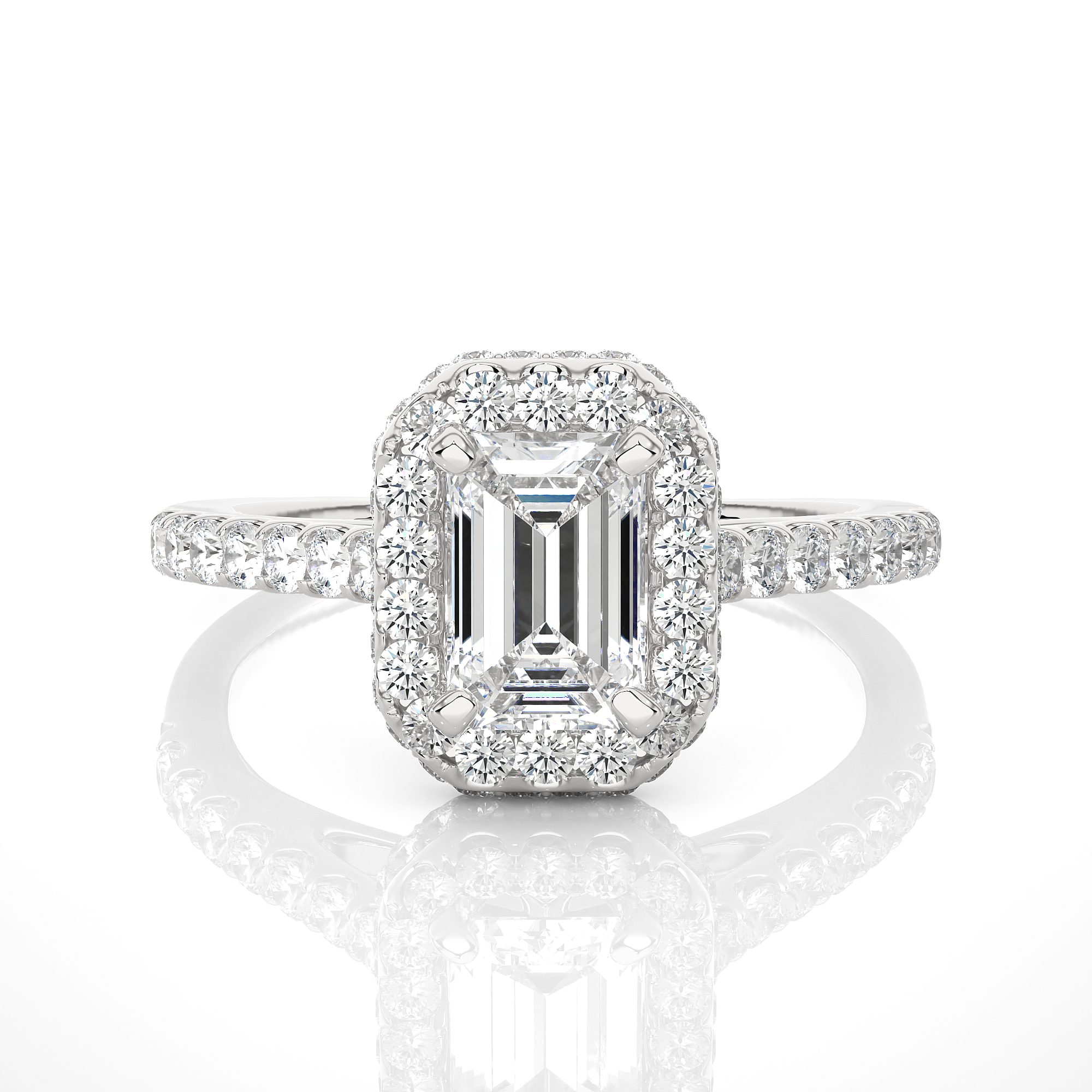 Emerald Halo Ring - 0.8 ct emerald diamond