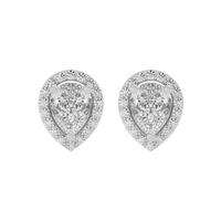 2 ct Pear halo studs - Basket setting