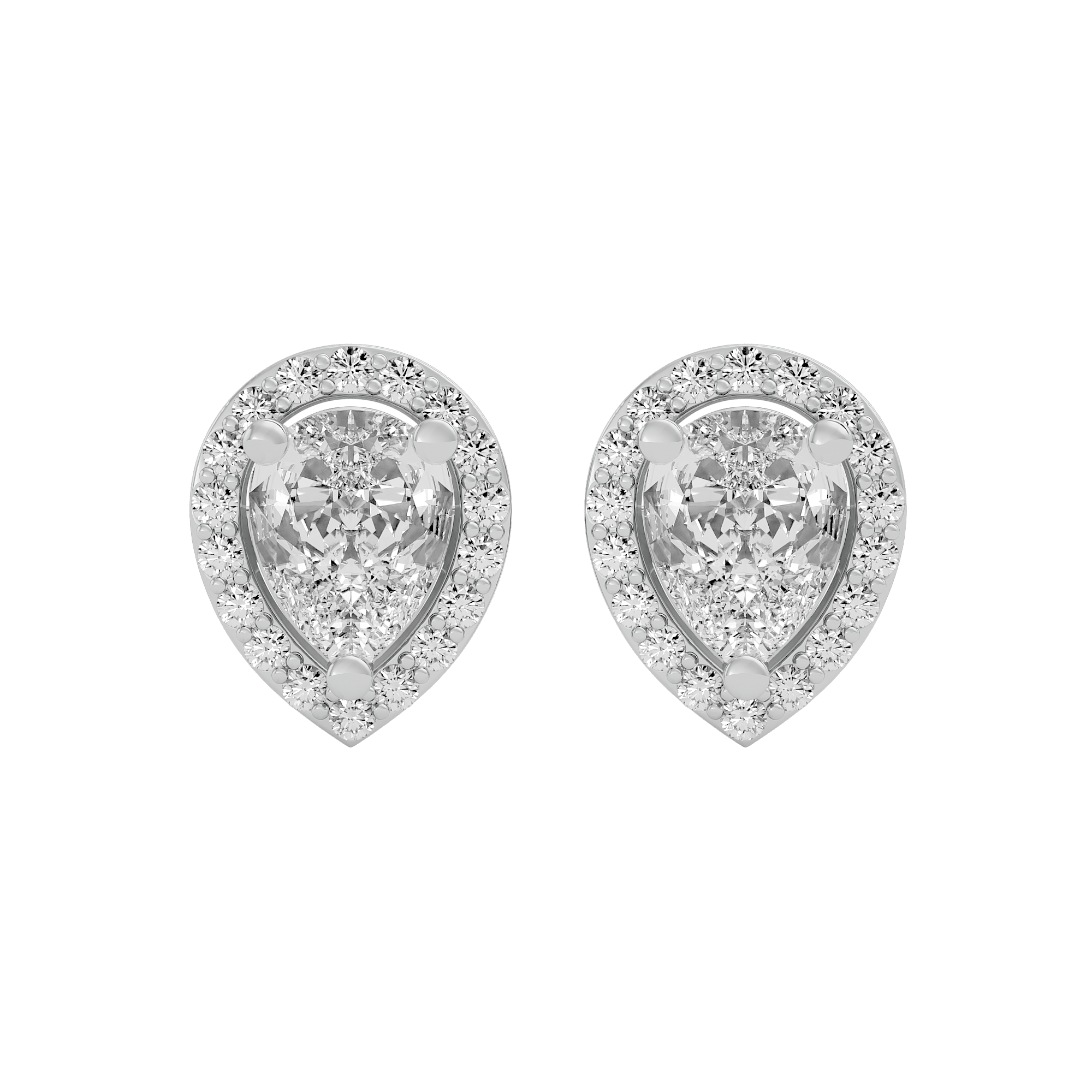 2 ct Pear halo studs - Basket setting