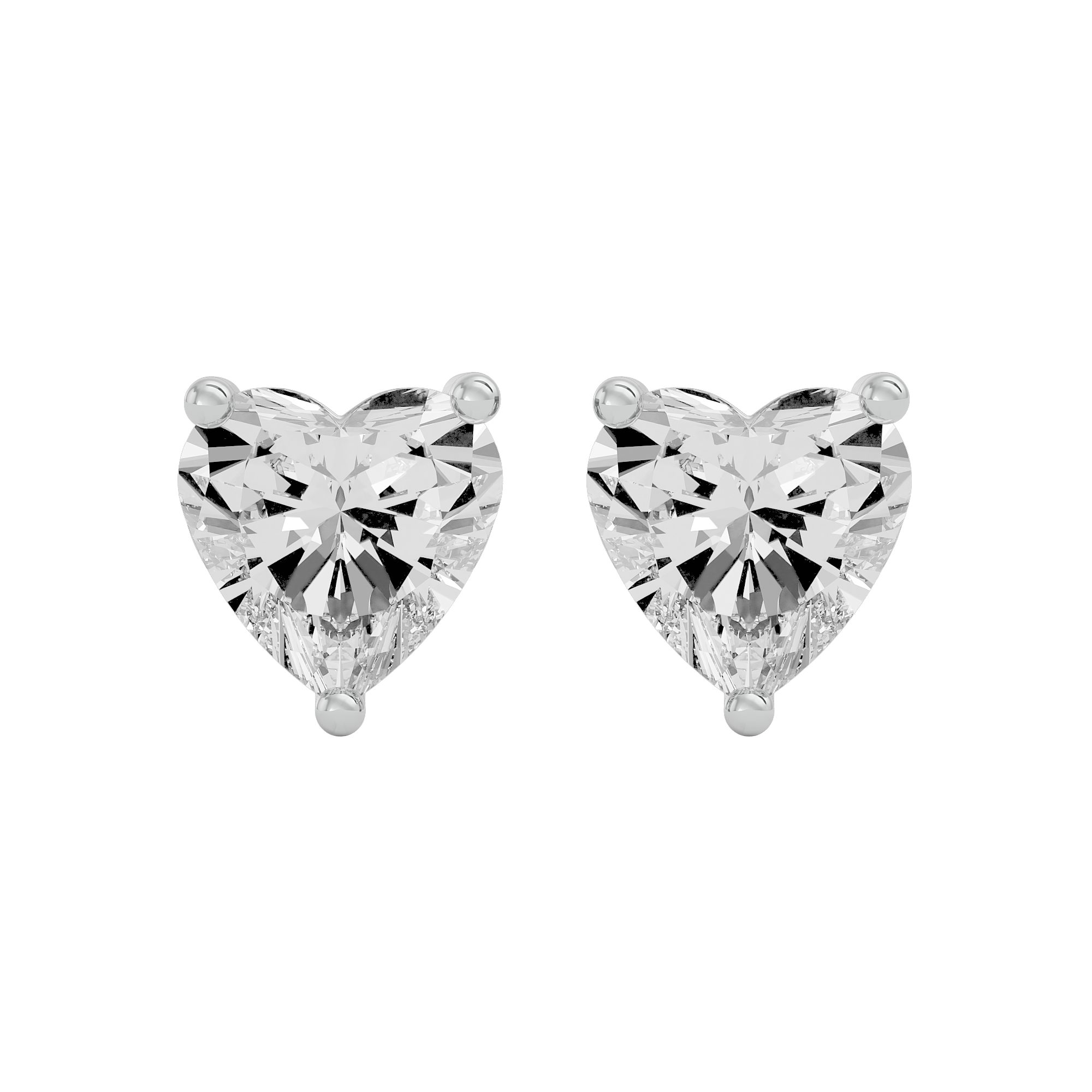 4 ct Heart studs - Basket setting