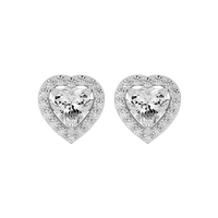 1 ct Heart halo studs - Basket setting
