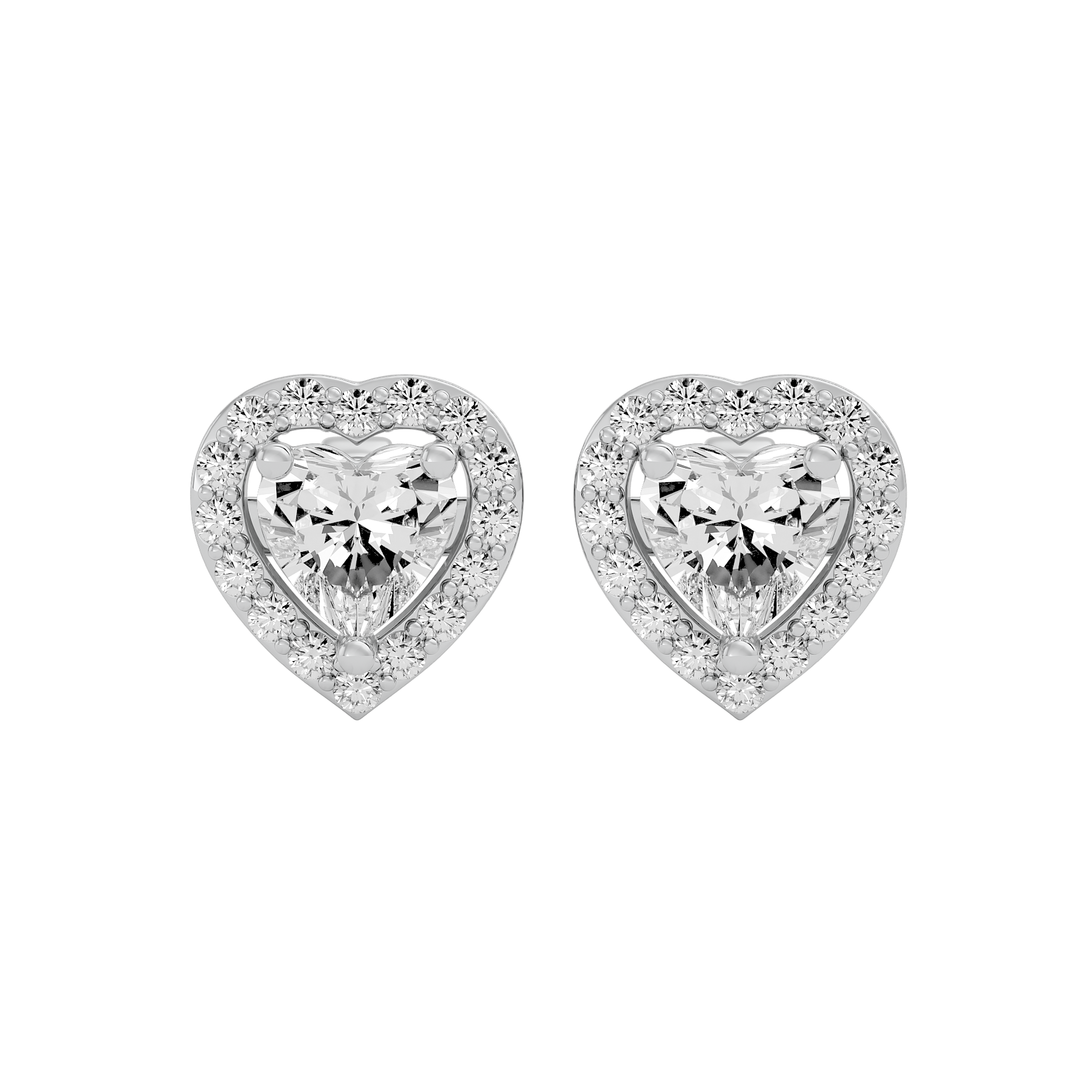 1 ct Heart halo studs - Basket setting