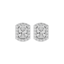 0.6 ct Oval studs with square halo - Basket setting