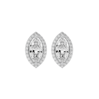 2 ct Marquise halo studs - Basket setting