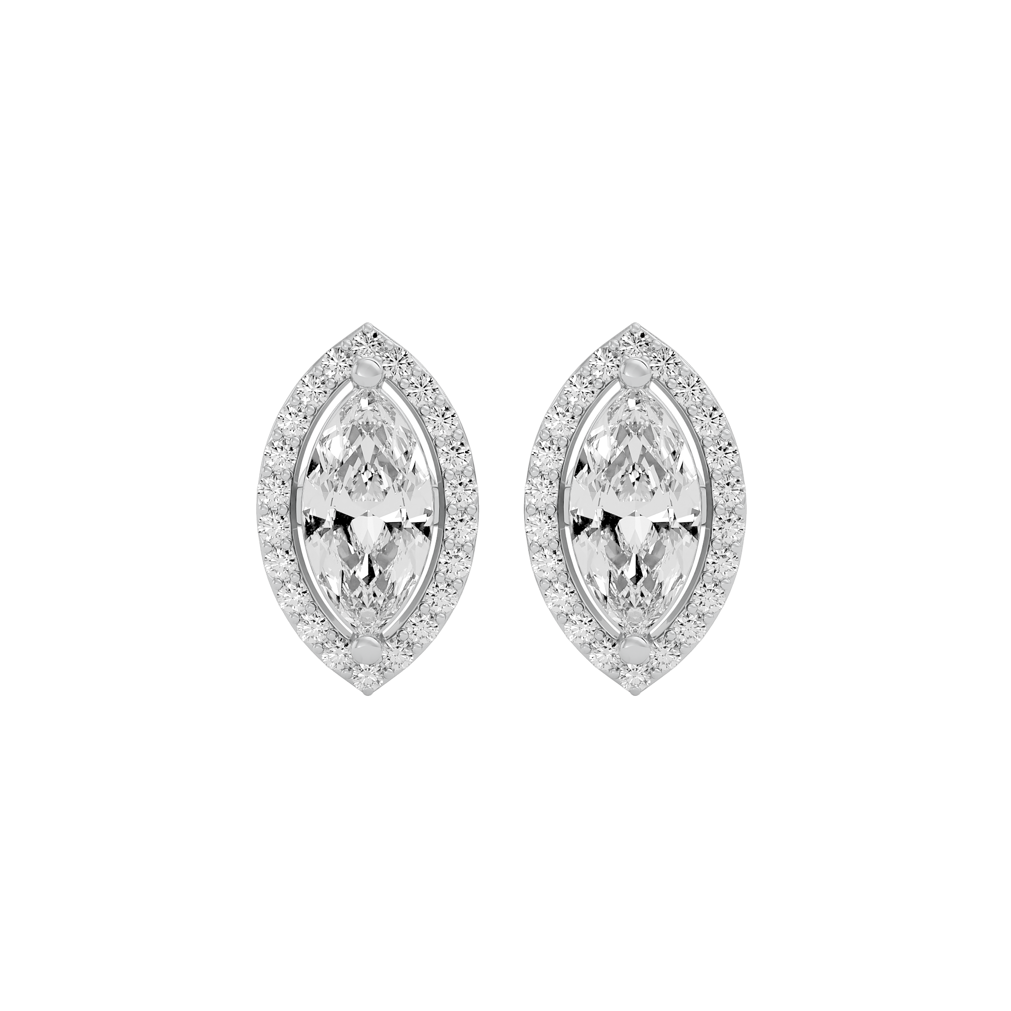 2 ct Marquise halo studs - Basket setting