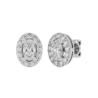 0.5 ct Oval halo studs - Basket setting