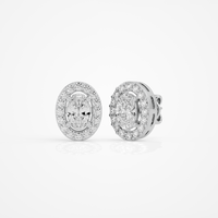 0.6 ct Oval studs with halo - Basket setting
