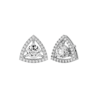 1.5 ct Round studs with triangle halo - Basket setting