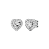 0.5 ct Heart halo studs - Basket Setting