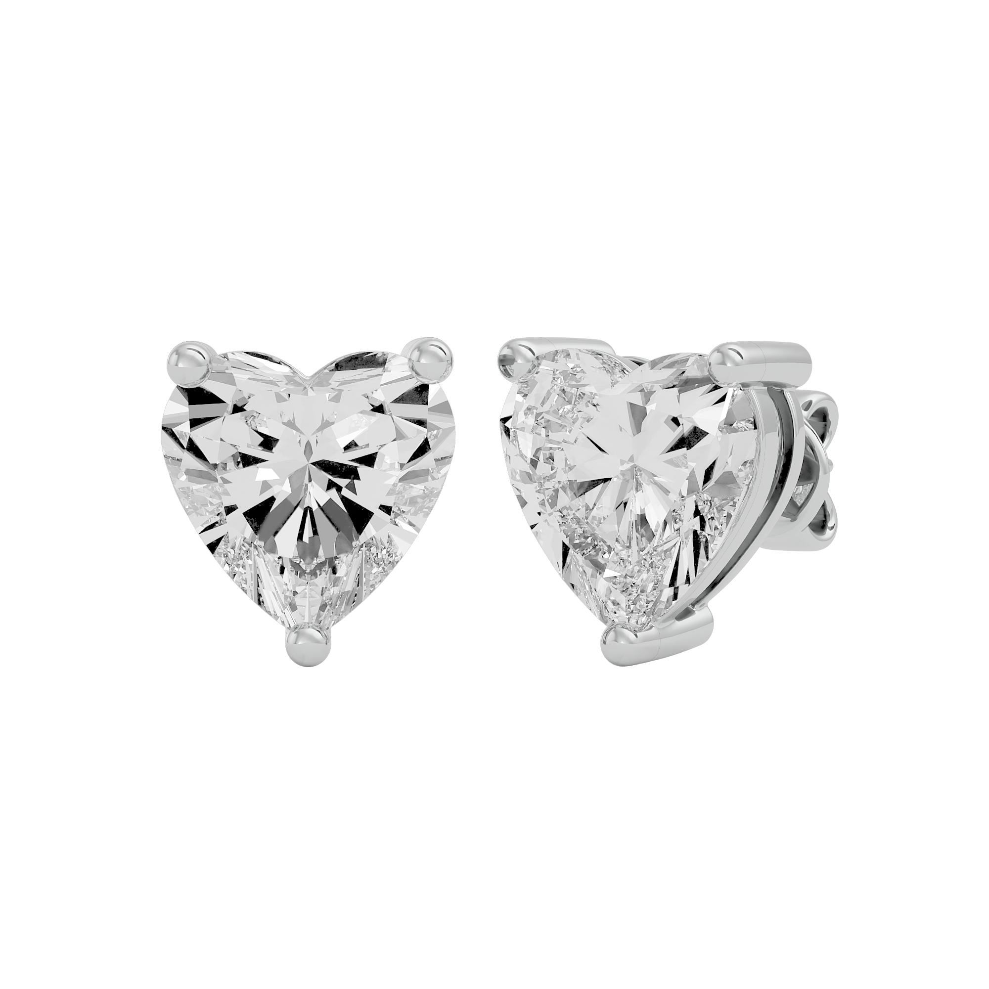 4 ct Heart studs - Basket setting