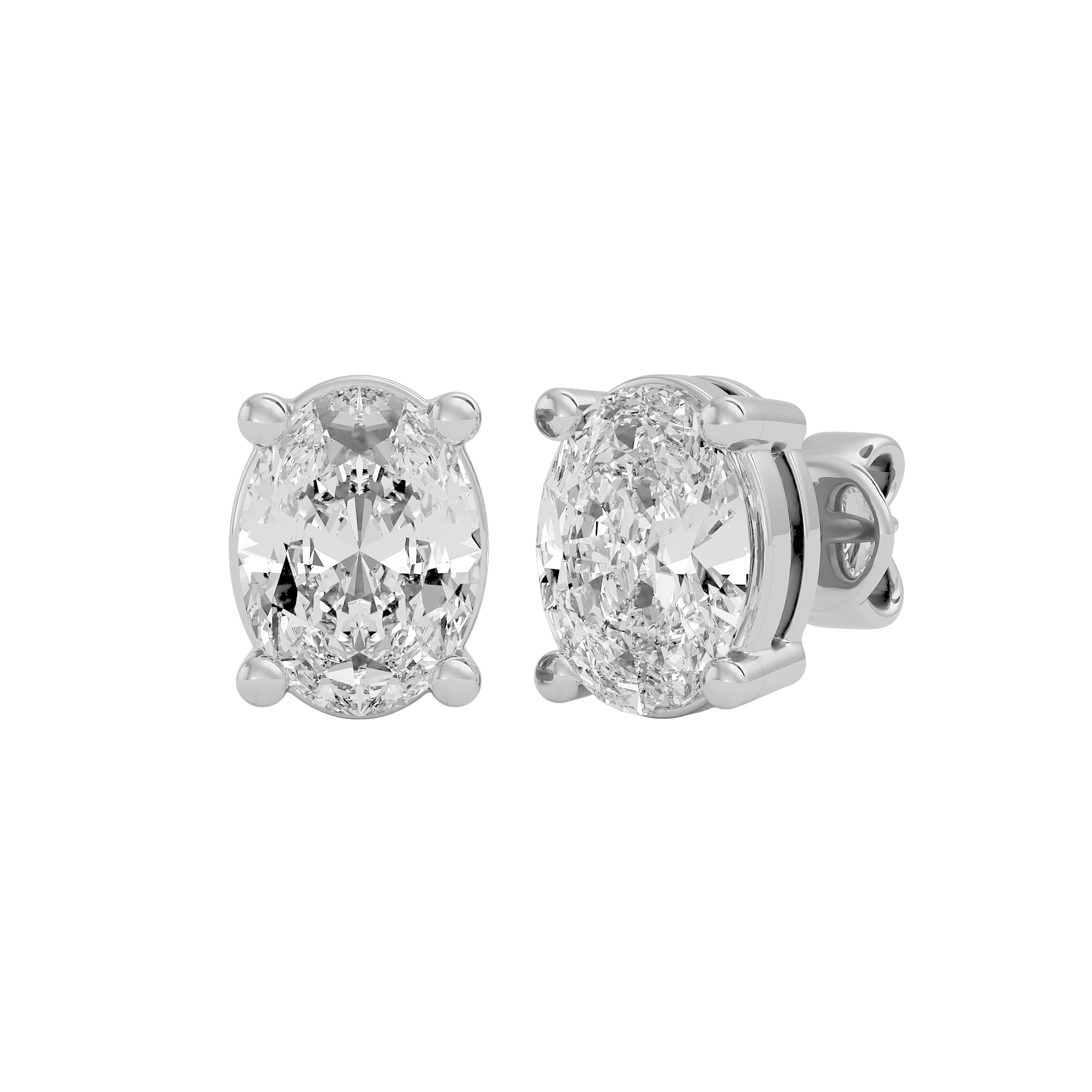 2 ct Oval studs - Basket setting
