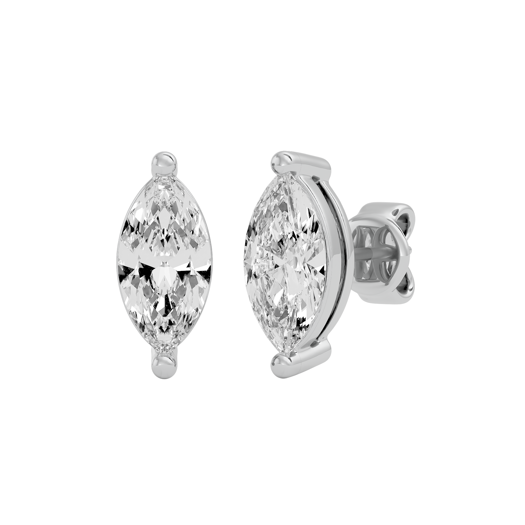 1 ct Marquise studs - Basket setting