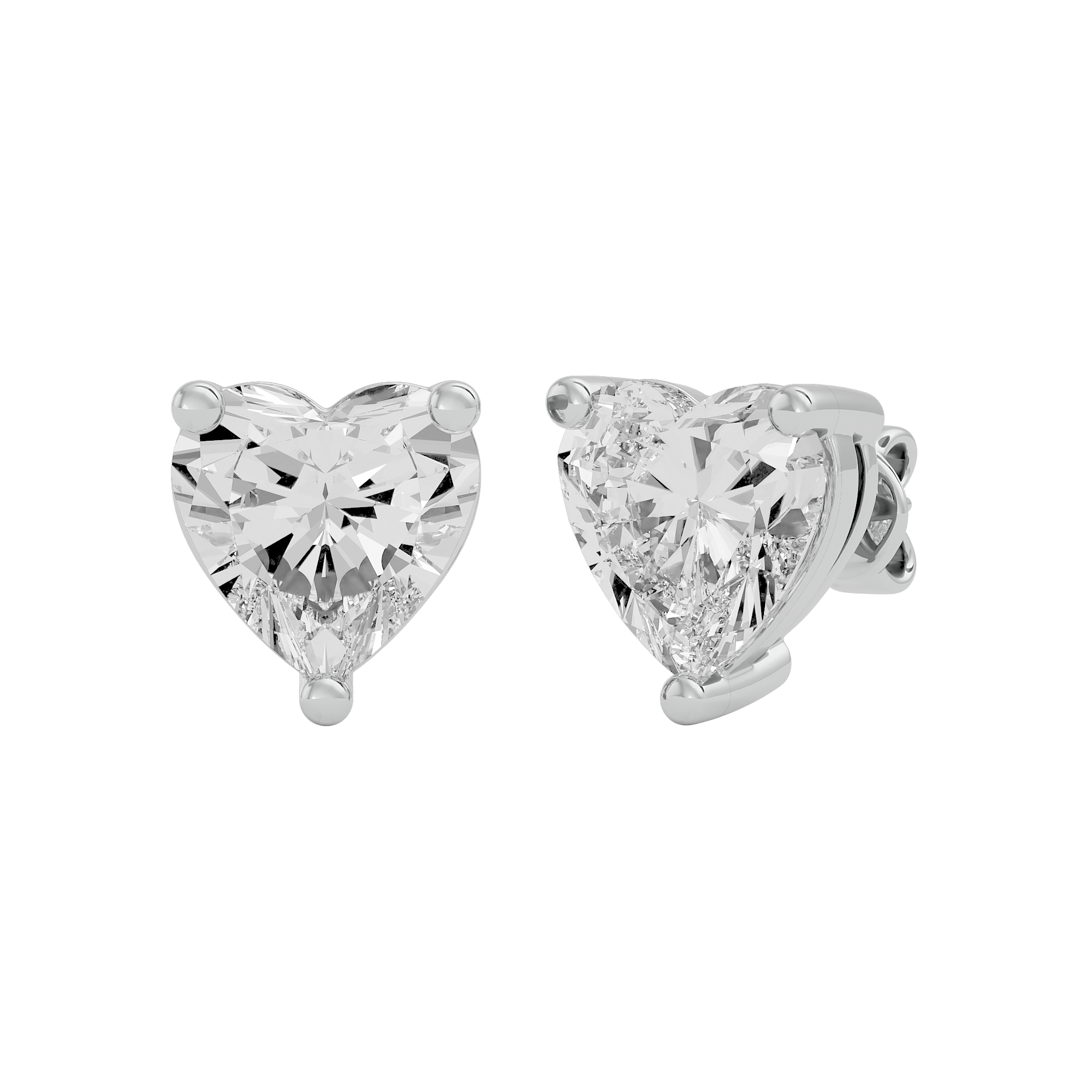 1 ct Heart studs - Basket setting