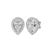 1 ct Pear halo studs - Basket setting